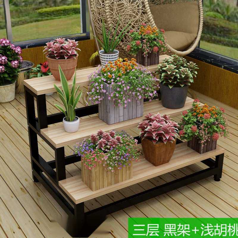 室内阳台梯形置物架铁艺多层多肉花盆阶梯式盆栽架花店展示架货架