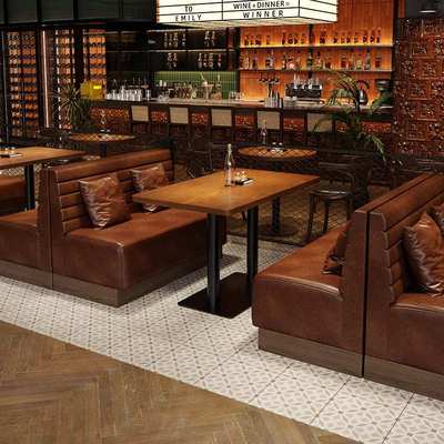 复古小酒馆卡座沙发椅网红咖啡厅餐吧桌子椅子酒吧清吧餐桌椅组合