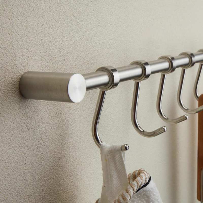 厨房挂钩304不锈钢墙上活动厨具挂杆砧板置物架勺子铲子挂钩架