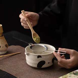 萌宠抹茶八件套柴犬猫咪可爱陶瓷做茶打茶碗茶筅茶刷过滤点茶工具