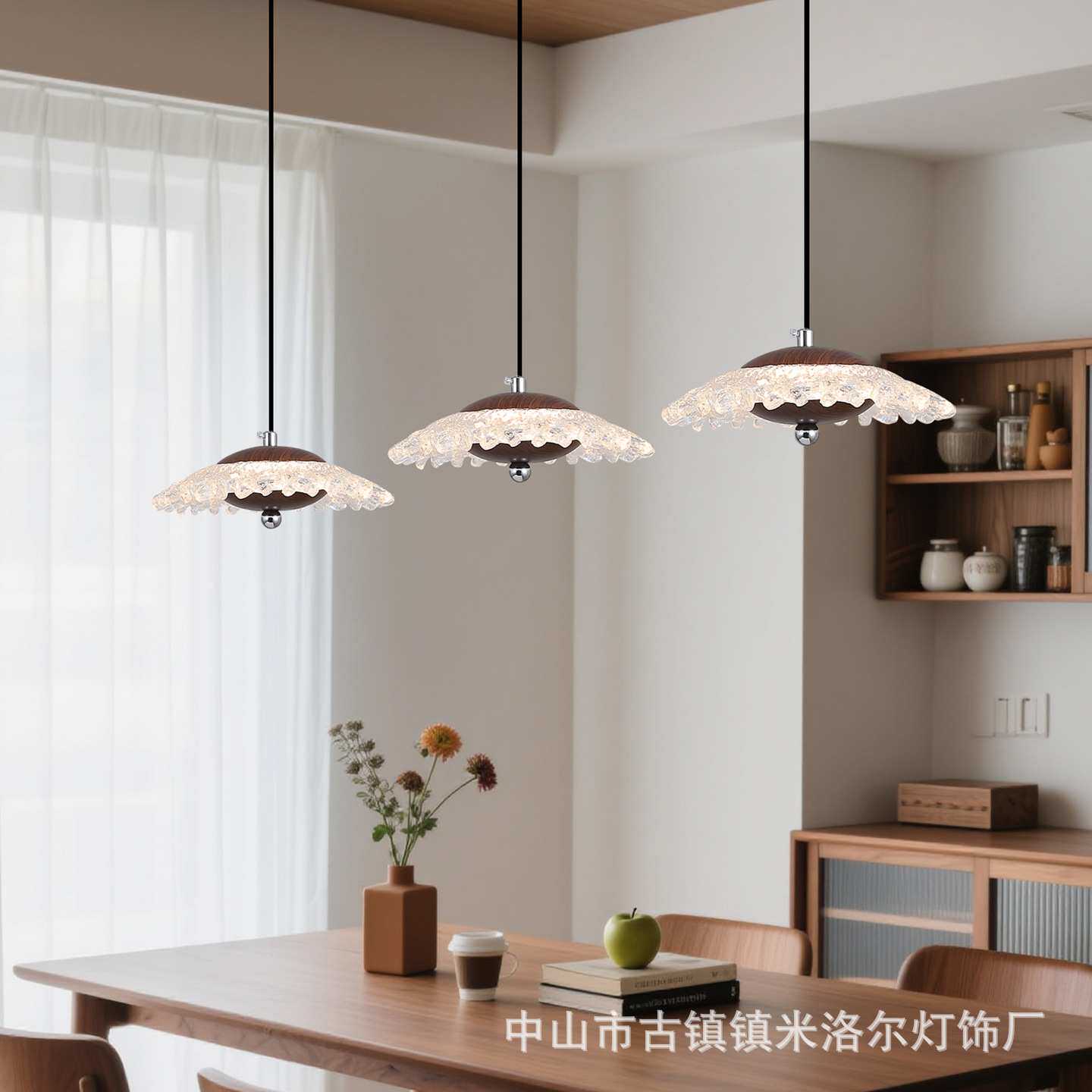 铂晶树脂餐厅吊灯现代简约设计师吧台饭桌茶桌水晶花朵轻奢吊灯具
