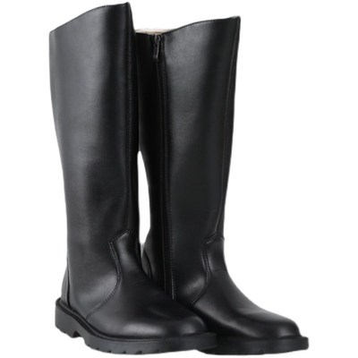 升旗手仪仗队高筒靴国旗班护卫队长靴黑色侧拉链耐磨防滑马靴男女