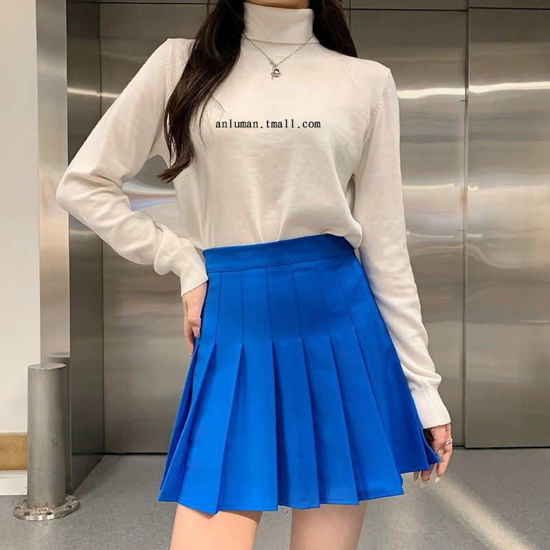 红色百褶裙女夏高腰a字显瘦啦啦队短裙学院风春秋西装面料半身裙