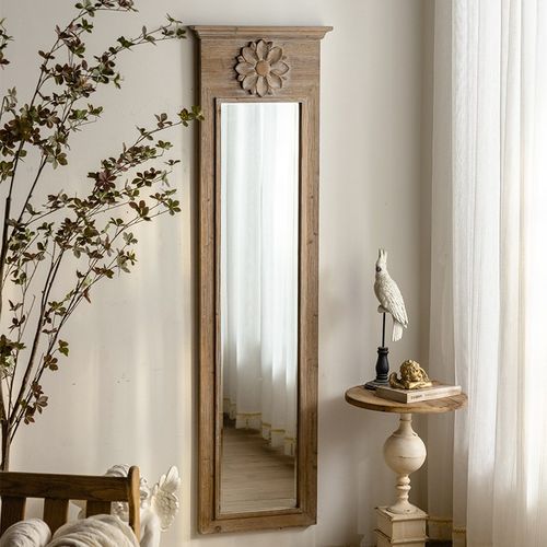 法式乡村复古做旧木制壁挂餐厅民宿酒店假窗户镜子欧式壁挂装饰镜