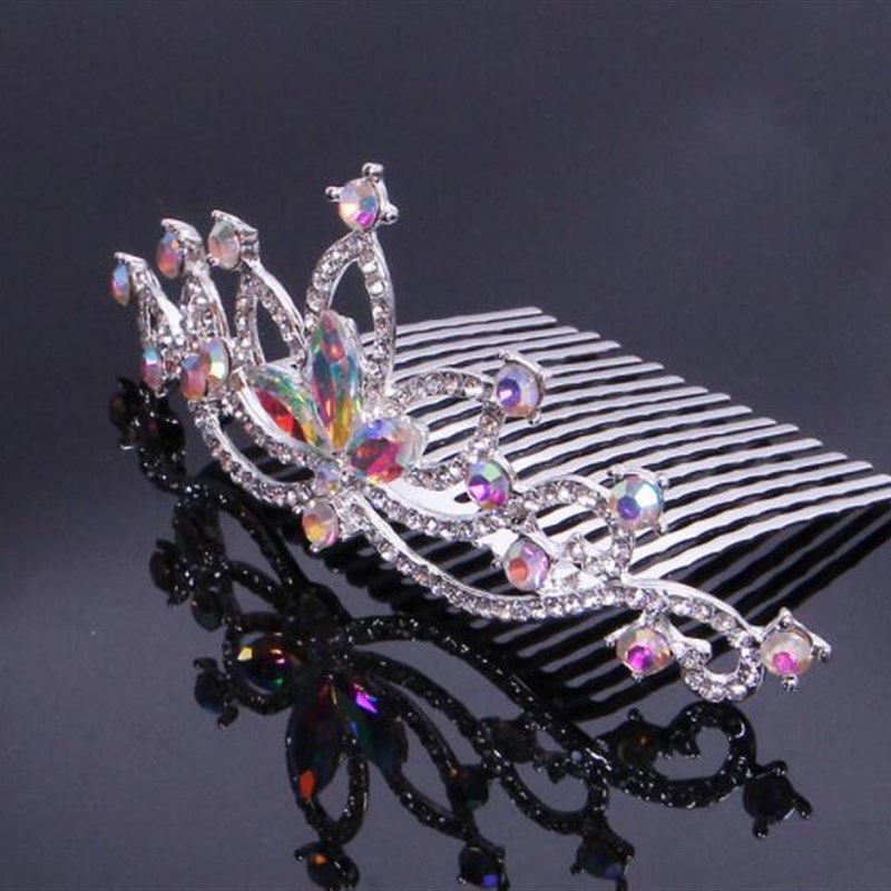 生日皇冠头饰儿童公主水钻发梳王冠发饰女童演出宝宝女孩发夹发卡