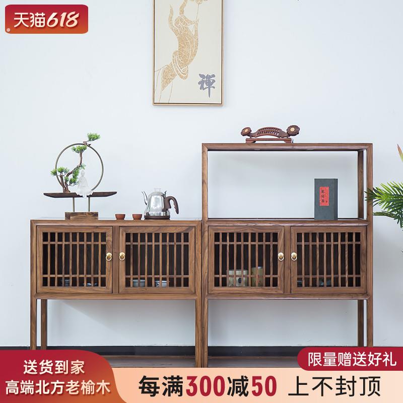 精品新中式茶桌小边柜 茶桌小型边柜 茶桌边柜置物柜可移动茶室储