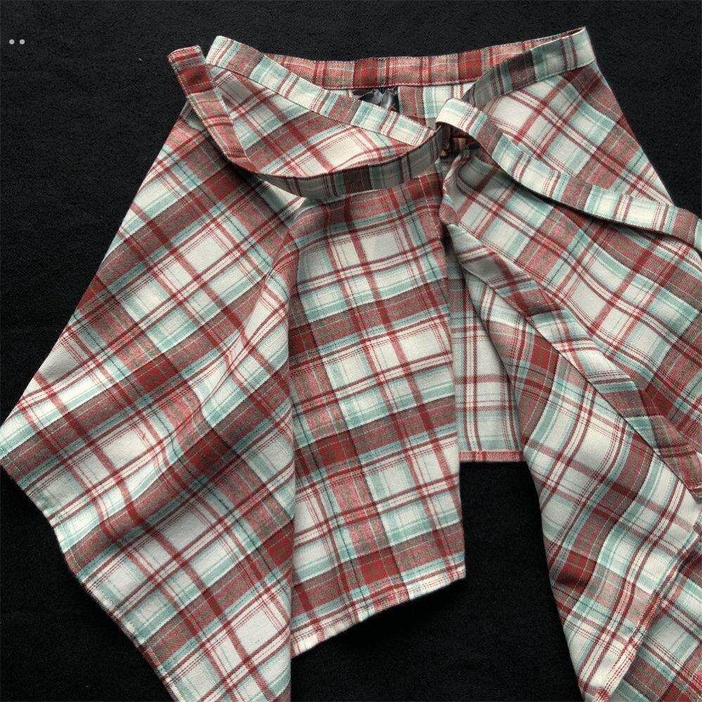 日系覆古黑白格子屁帘儿童跳舞半裙裙舞蹈女童街舞裙男童叠穿腰封