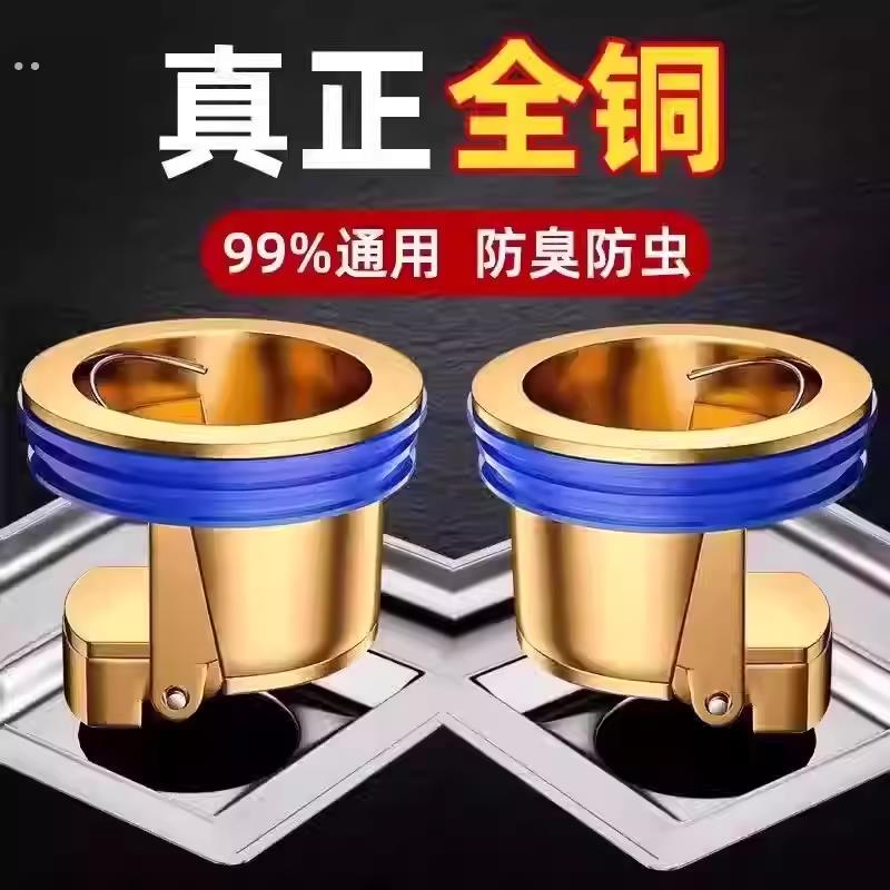 卫生间地漏防臭神器通用厕所防蚊虫下水管道口全铜内芯防返臭味器