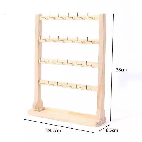 钥匙扣展示架实木带钩首饰展示架小饰品挂架挂钩耳环展示架手炼.