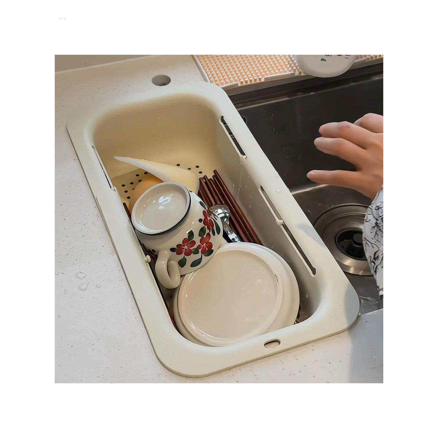 水槽沥水挂架可伸缩沥水篮塑料洗菜盆水池沥水挂架厨房用品洗菜篮