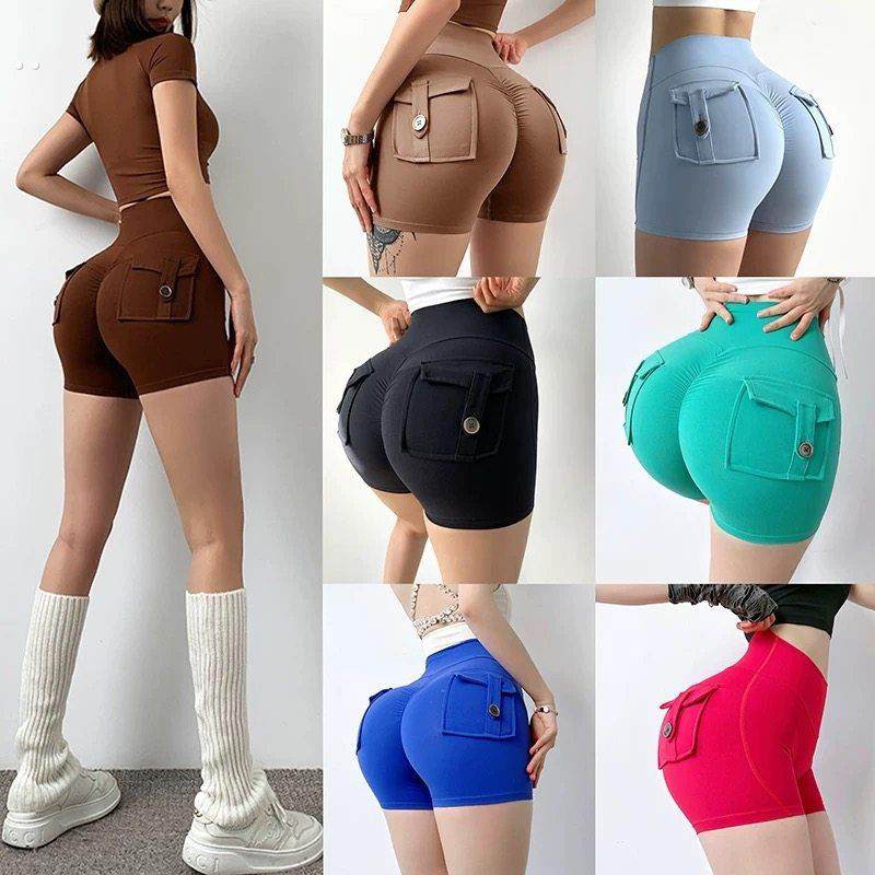 夏季短裤提臀修身健身跑步女三分裤带口袋裸感高腰蜜桃臀裤,运动服/休闲服装,运动中长裤／短裤,淘宝优惠券,粉丝福利购,淘宝优惠卷