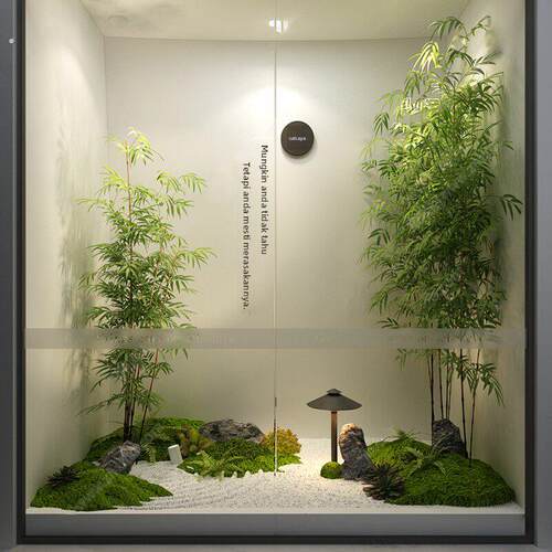 彷真绿植造景室内假植物竹子橱窗角落景观大型落地新中式装饰摆件