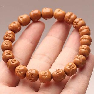 人生百态猴头桃核手串手工雕刻十分开心文玩橄榄胡手錬童趣男女款