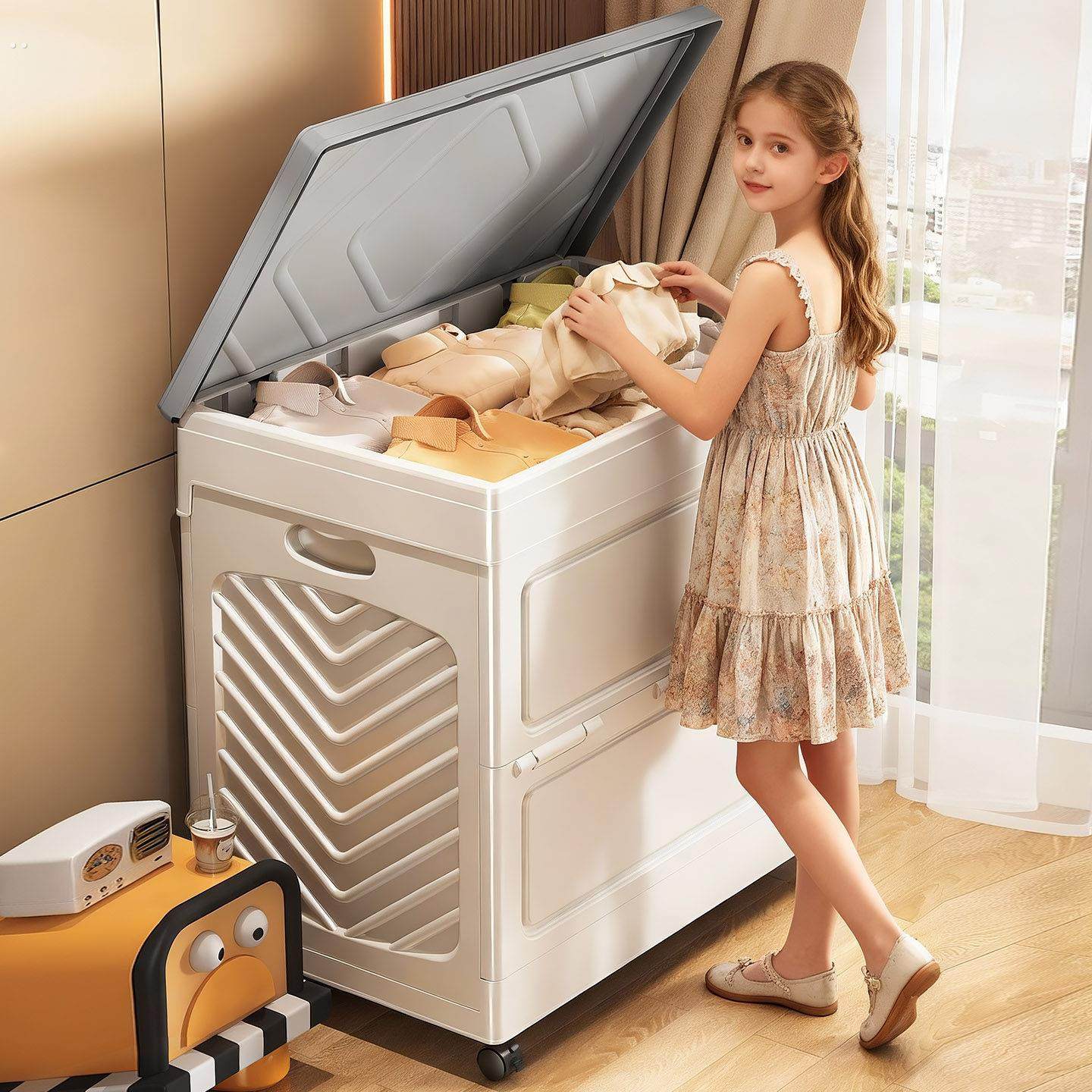 大容量超大收纳箱家用加厚儿童衣服储物箱折叠移动衣物整理箱翻盖,收纳整理,收纳箱,淘宝优惠券,粉丝福利购,淘宝优惠卷