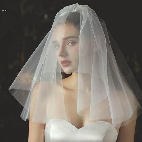 新款新娘结婚礼服婚遮面三层头纱