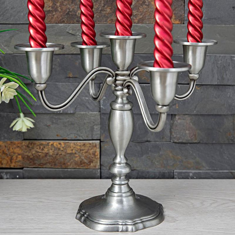 欧式创意复古蜡烛烛台底座简约五头烛台浪漫餐桌摆台婚庆金属摆件