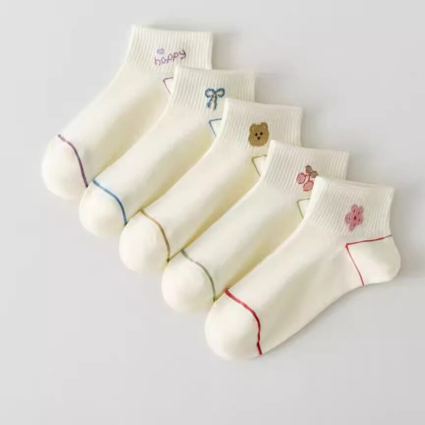 白色网眼袜子女短袜浅口夏季薄款运动短筒袜学院风低帮船袜百搭