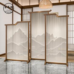 屏风隔断客厅办公室酒店茶室背景装 新中式 饰遮挡现代简约实木座屏