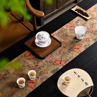 复古防水仿云纱茶席双面桌旗禅意茶桌布桌旗轻奢国风家用茶台布艺