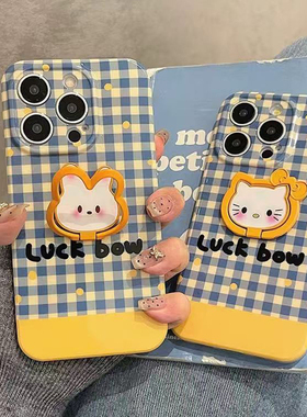 兔子小猫支架适用于oppoFind8s/x9pro手机壳k12x/11女款k10全包k9s保护套A6PROA9795新款xfindx7pro/x5大眼睛