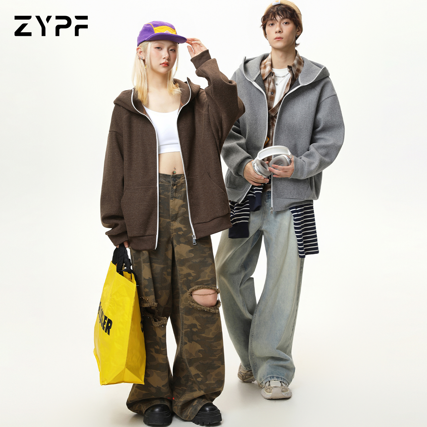 美式复古连帽卫衣男款秋冬宽松