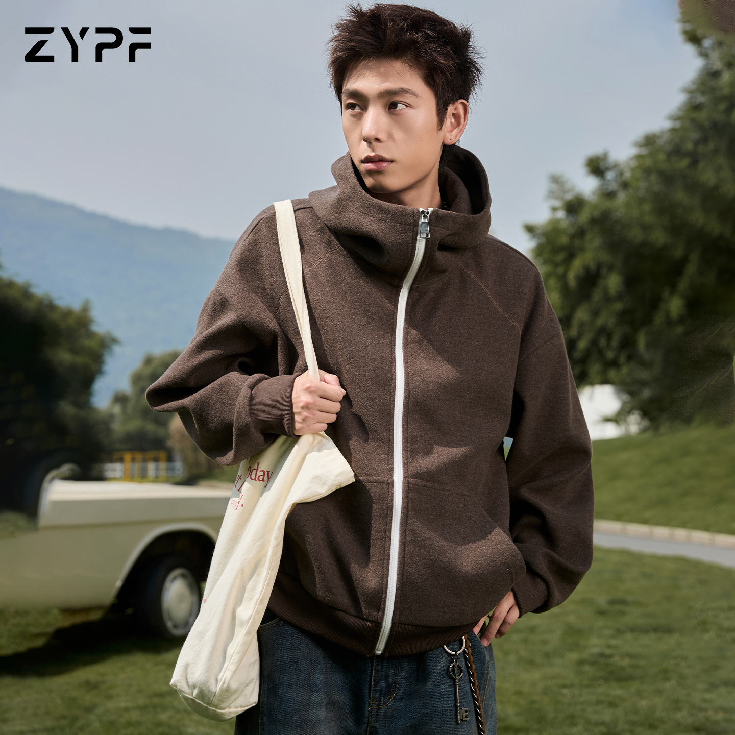 美式复古连帽卫衣男款秋冬宽松