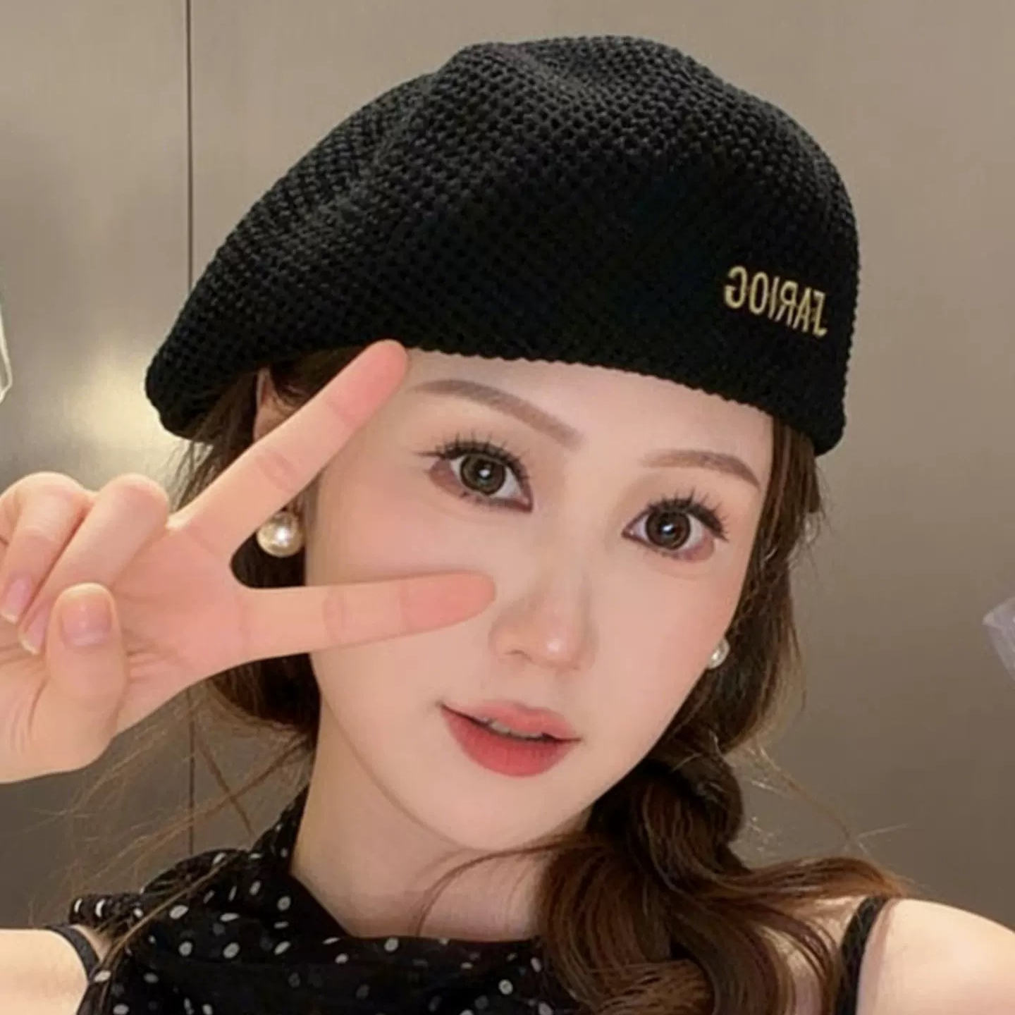 黑色镂空前进帽2026巨好看的帽子女夏季贝雷帽女显脸小透气八角帽