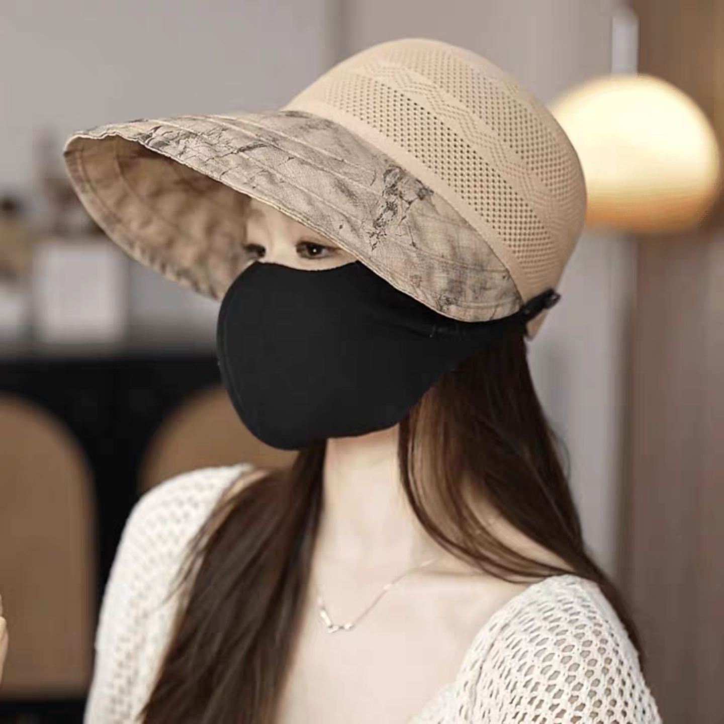 镂空透气鸭舌帽女显脸小大帽檐宽檐遮阳帽子女夏季巨好看的防晒帽