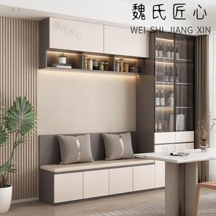 卡座餐桌一体现代简约餐厅储物柜家用客厅餐边柜酒柜定制魏氏匠心
