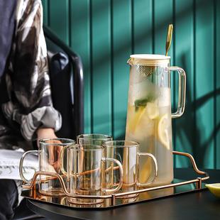 家用客厅耐热玻璃壶杯凉水壶茶壶待客用 高颜值ins风玻璃水具套装