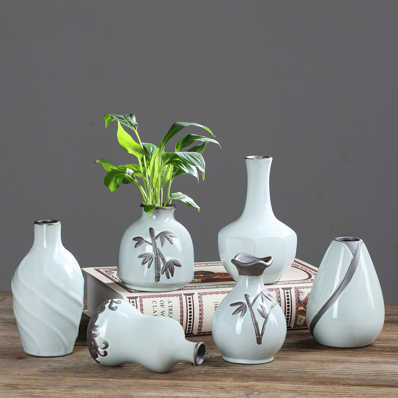 清新个性陶瓷植物家居装饰品水培小花瓶容器摆件客厅桌面插花干花