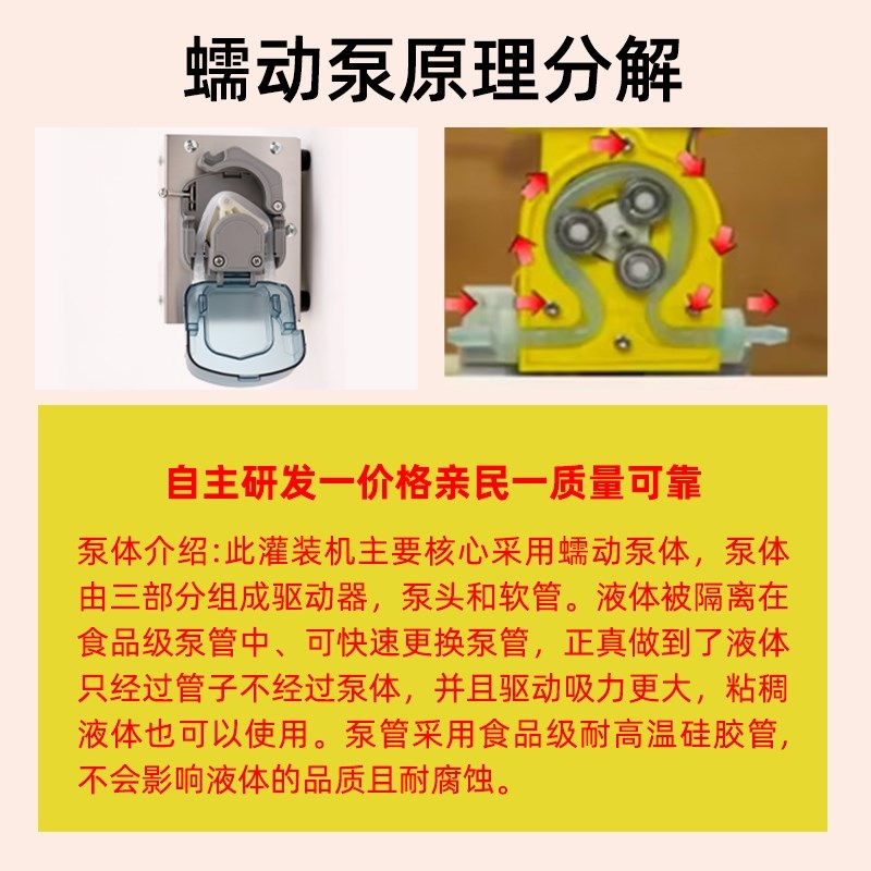 高温带颗粒物粘稠腐蚀性液体小型自动定量液体灌装机蠕动泵分装机