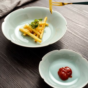 茶点盘仿宋点心托盘青瓷 陶瓷水果盘茶几干果零食家用大号果盆中式