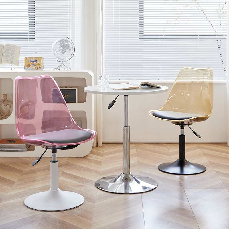 亚克力美甲透明电脑椅家用柜台升降梳妆凳子前台收银圆凳洽谈转椅