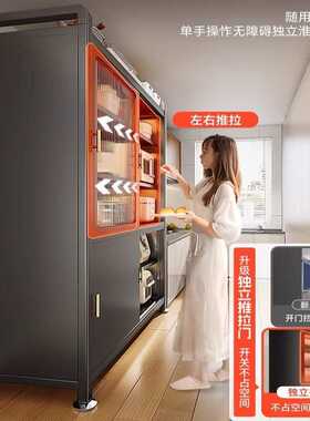 特厚厨房置物架多功能落地柜推拉门多层餐边柜家用锅碗收纳储物柜