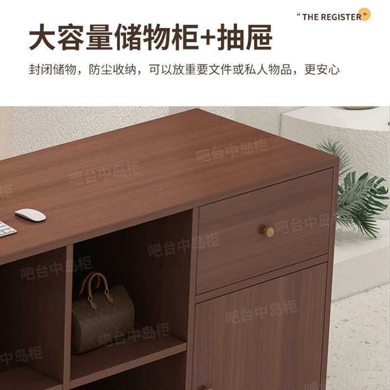 服装店收银台吧台店铺小型女装理发店柜台复古风前台接待台中岛台图片