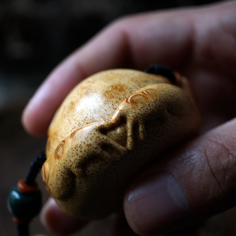 张钰北呆萌可爱比心小金蟾竹根雕刻手把件小手捻迷你挂件文玩茶宠