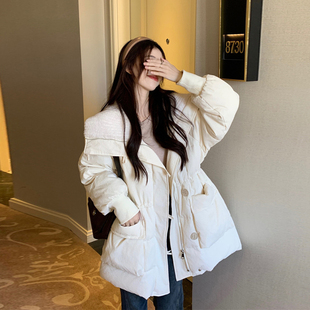 新款 翻领拼接棉衣棉服冬季 女装 加厚保暖百搭外 300斤胖mm大尺码