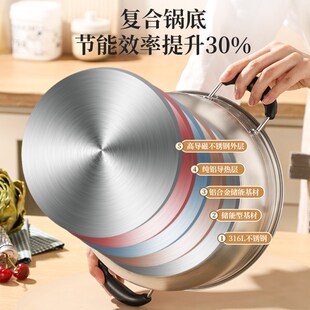 1810加厚不锈钢汤锅家用煮粥锅煲汤锅不粘火锅奶锅婴儿辅食锅蒸锅