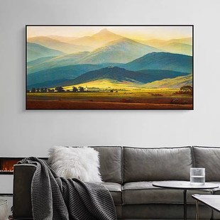 莫奈画作客厅装饰画横幅艺术大气沙发背景墙挂画简约风景卧室壁画