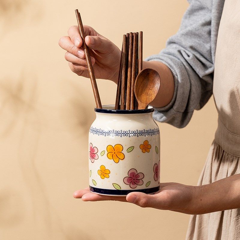 陶瓷筷子筒家用2024新款复古大号圆形米饭铲子筷子置物架勺子餐具,餐饮具,筷子盒,淘宝优惠券,粉丝福利购,淘宝优惠卷