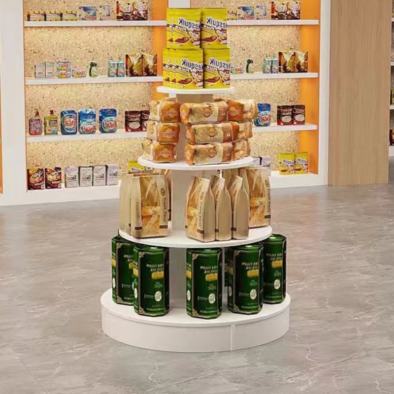 圆形中岛展示台化妆品鞋子产品展柜超市货架展示架堆头母婴陈列柜