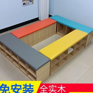 柜沙发凳实木储物舞蹈教室长条凳 幼儿园换鞋 凳穿鞋 鞋 架可坐儿童鞋