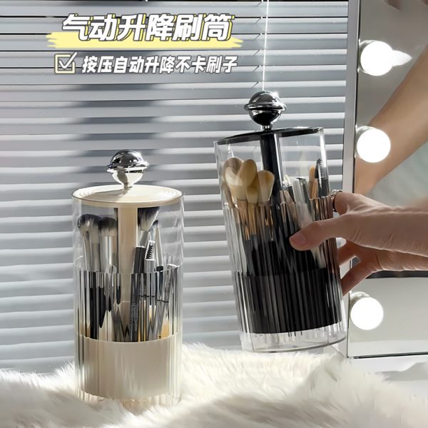 桶梳妆台眉笔防尘桌面升降按压化妆刷收纳自动刷子筒化妆品收纳盒