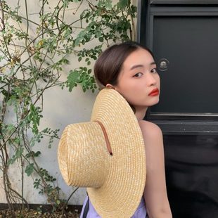 出游夏天帽子防曬沙灘帽休閑周椰椰大檐草帽女遮陽帽防紫外線度假