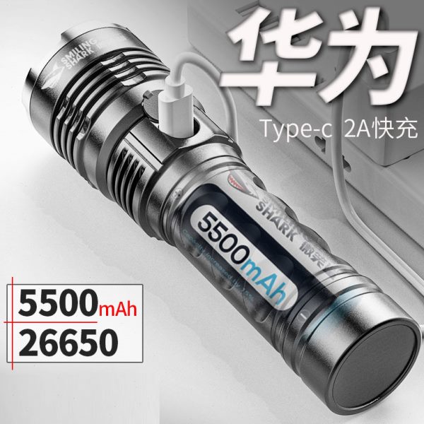 手电筒家用电池户外强光超亮远射充电探照灯超长续航便携小LED灯