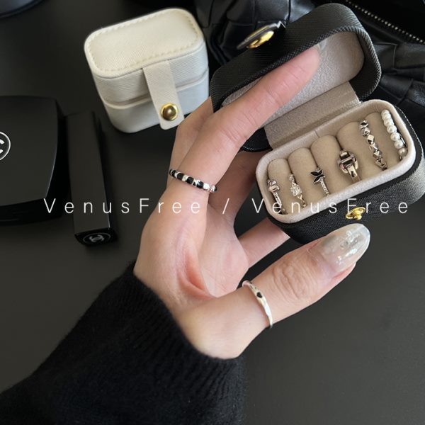 VF定制超便携! Mini小号随身黑白豆腐块首饰盒戒指收纳包简约日常
