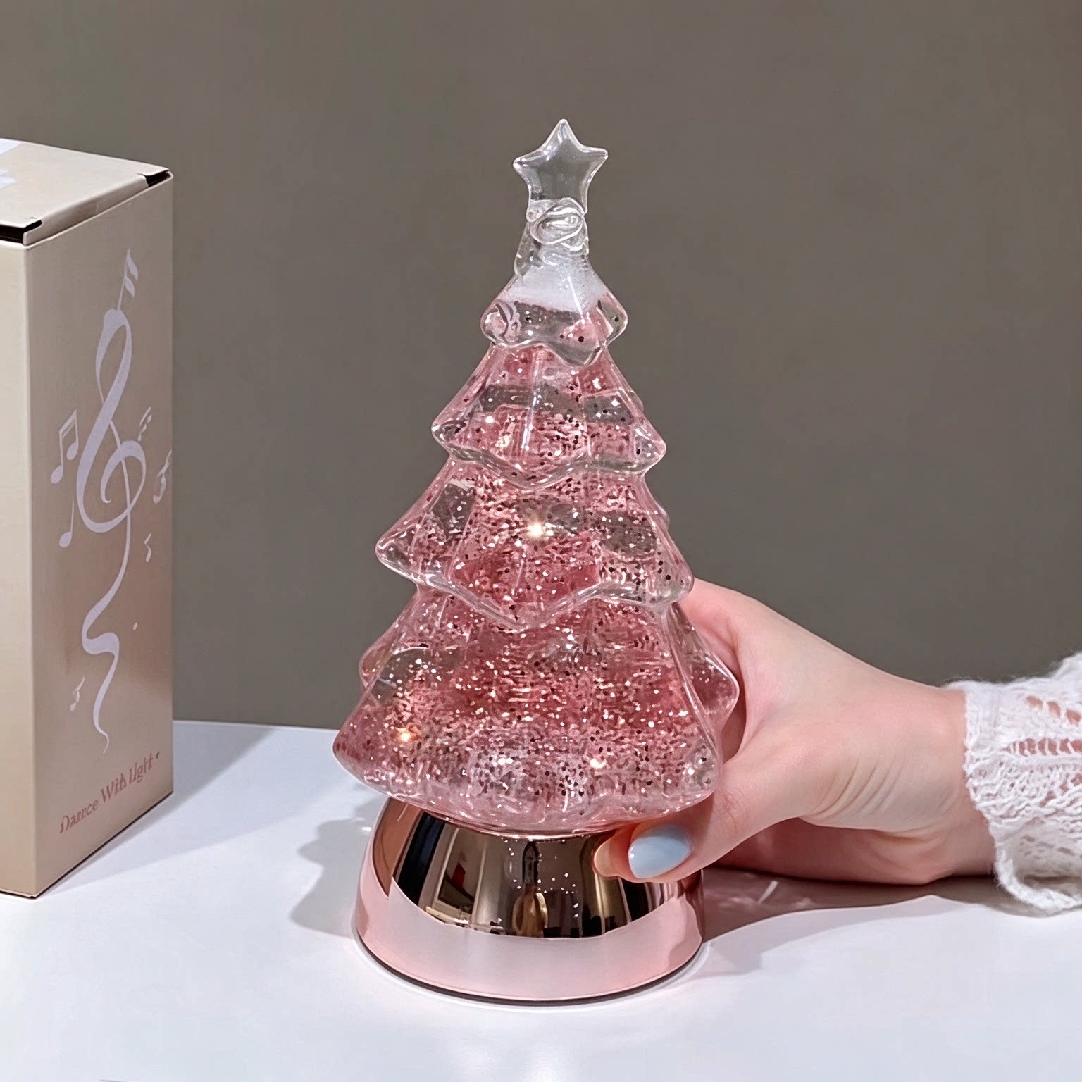 梦幻少女心圣诞树小夜灯桌面发光装饰品摆件儿童玩具音乐盒小礼物