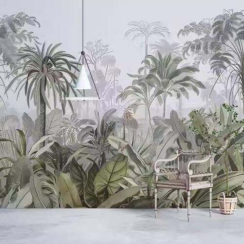 东南亚热带雨林主题背景墙布