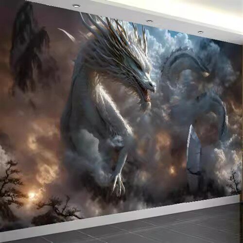 3D立体壁画中国风龙图案背景墙布纹身店5D墙纸高级感装饰挂布壁纸